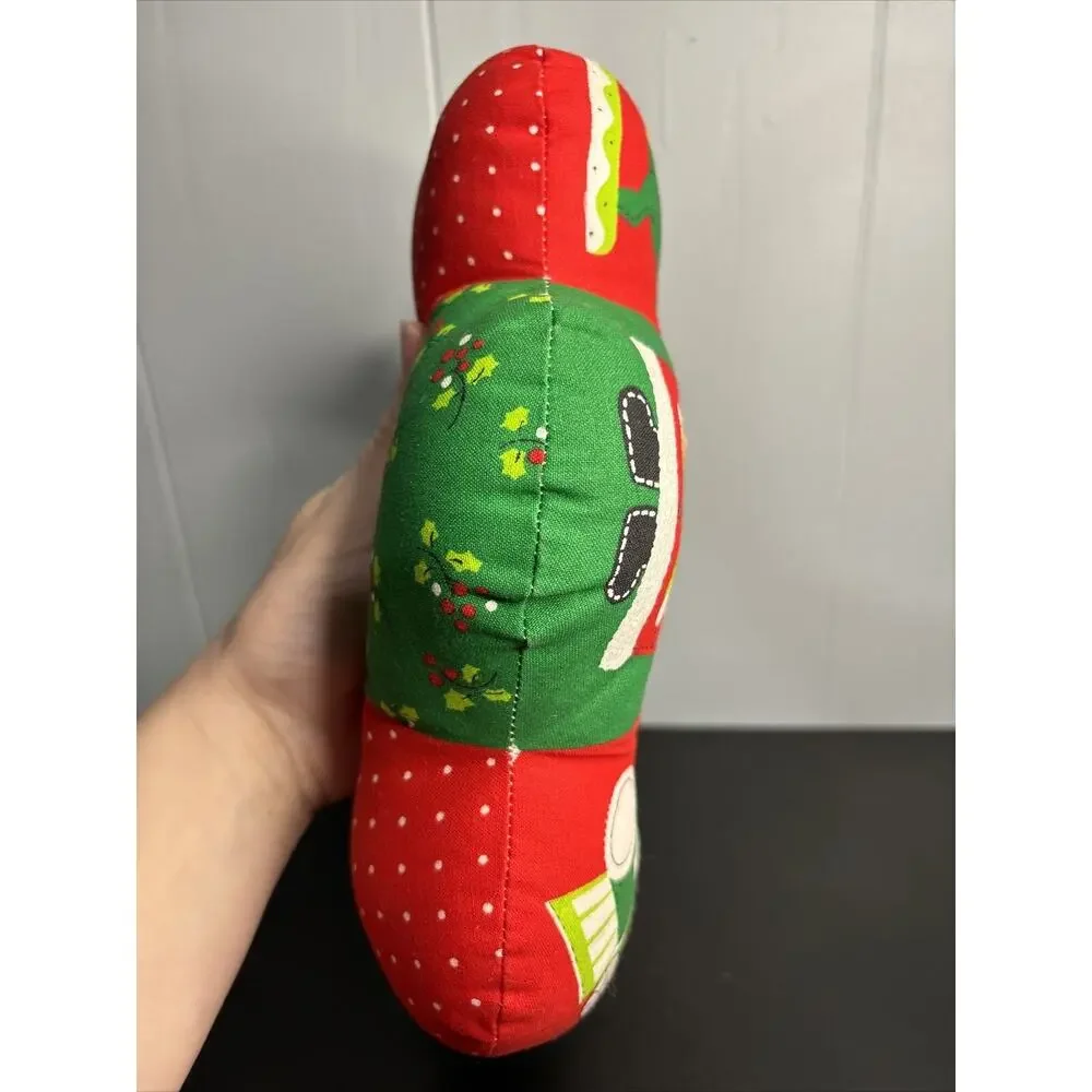 Vintage Cloth Christmas Wreath Stuffed Holiday Fabric Hand-Stitched CUT & SEW